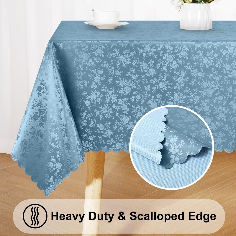Smiry Rectangle Table Cloth, Waterproof Heavy Duty Vinyl Tablecloths, Wipeable Washable Table Cover for Kitchen and Dining Room (Stone Blue, 70" X 120")