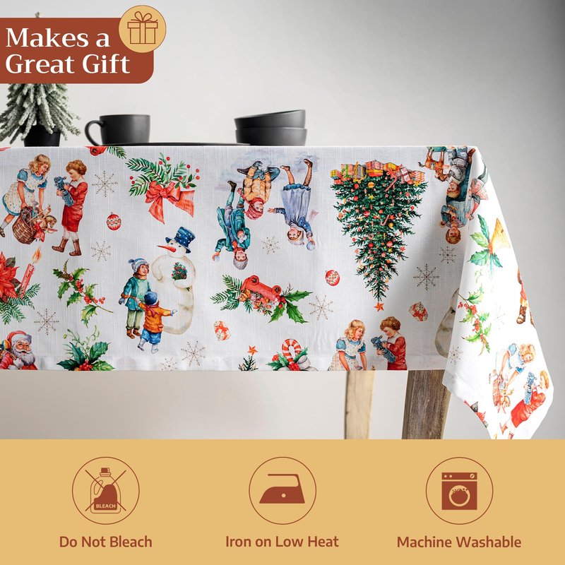 Maison d' Hermine Table Cloth Rectangle Table 100% Cotton 70 x 120 Inches Fall Tablecloth Reusable Everyday Use for Thanksgiving Christmas Decorations Dining Farmhouse Party (Chromo)