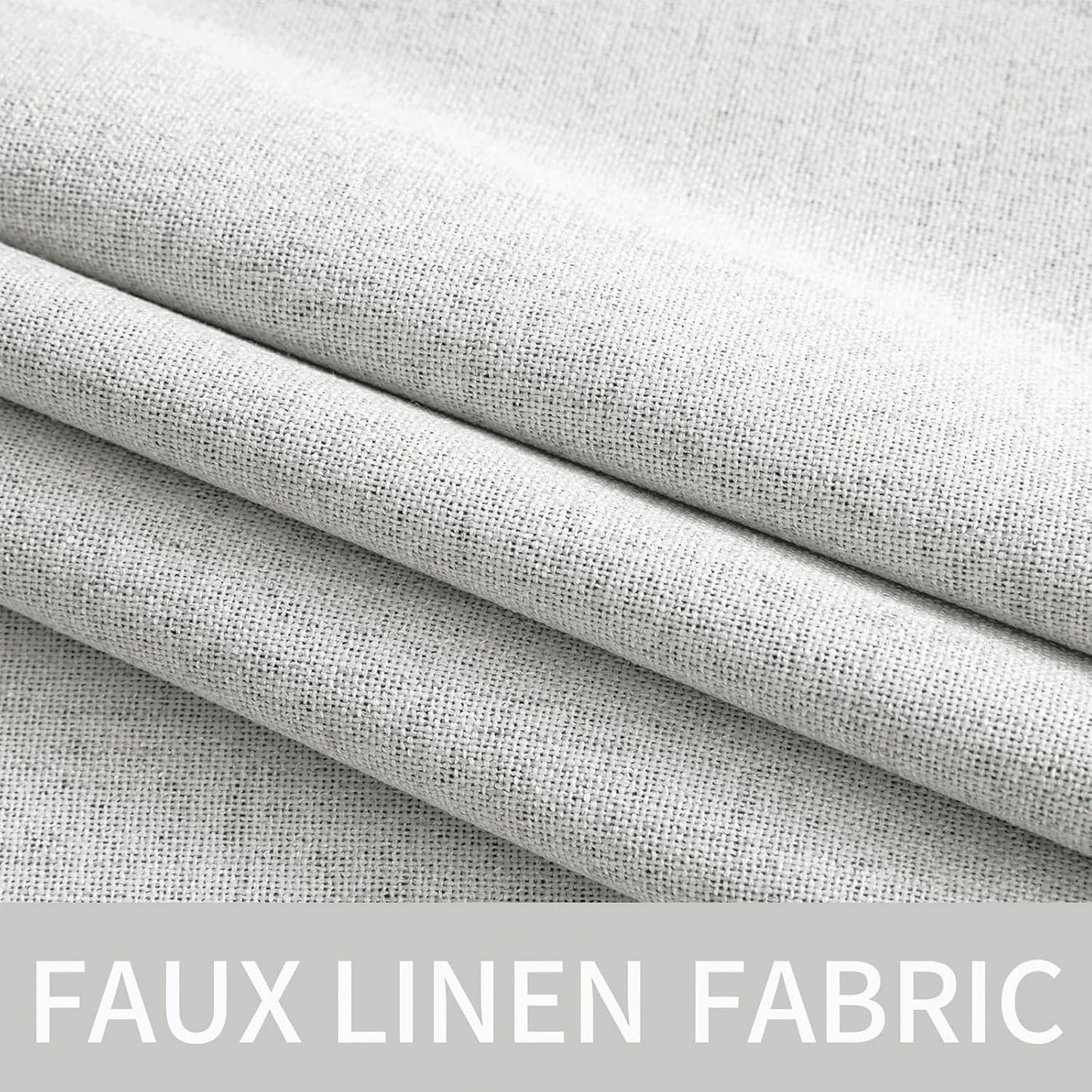 MIULEE 100% Blackout Linen Textured Curtains - Thermal Insulated Heathered White | 52 x 72 Inch (2 Panels)