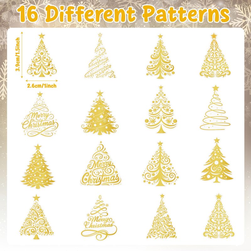 BkeeCten Foil Christmas Tree Stickers - 1000 Pcs Easy Peel Metallic Tree Waterproof Vinyl Reusable Laptop Self Adhesive Stickers Classroom Prizes Water Bottle Page Activity Pad Party Favors Skateboard
