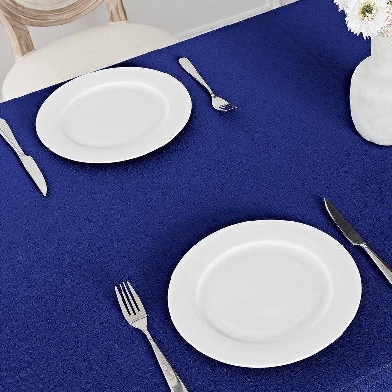 Veblandy 2 Pack Rectangle Tablecloth, 60x104 inch, Water Resistant Wrinkle Free Linen Textured Table Cloth Washable, Decorative Fabric Table Cover for Dining, Party and Camping, Royal Blue