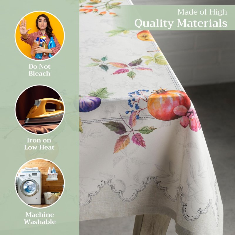 Maison d' Hermine Table Cloth Square Table 100% Cotton 54 x 54 Inches Fall Tablecloth Reusable Everyday Use for Thanksgiving Christmas Decorations Dining Farmhouse Party (Fruit D'Hiver)