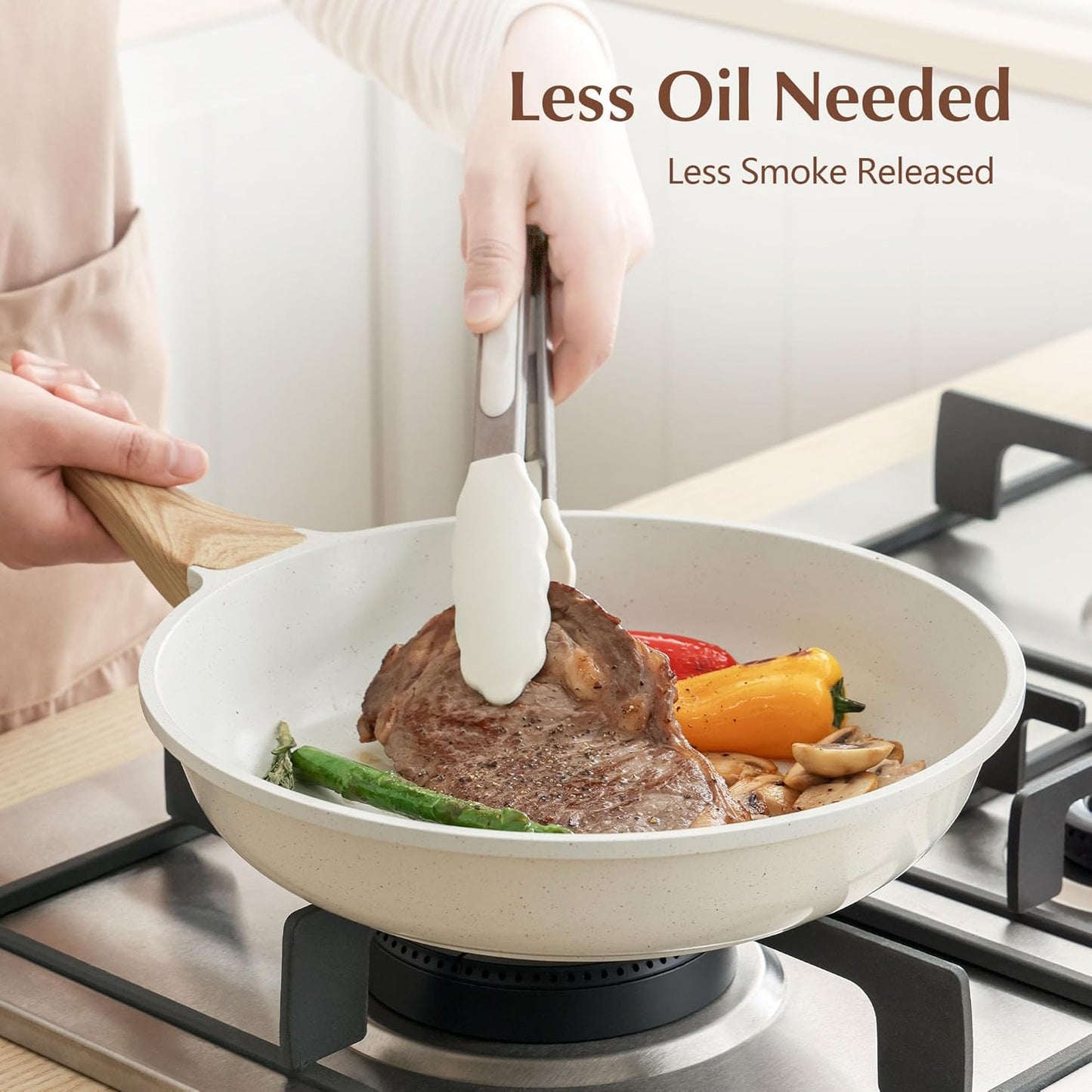 SENSARTE Nonstick Ceramic Frying Pan - Induction Compatible Chef's Skillet with Lid | 8-12.5 Inch, PFAS-Free