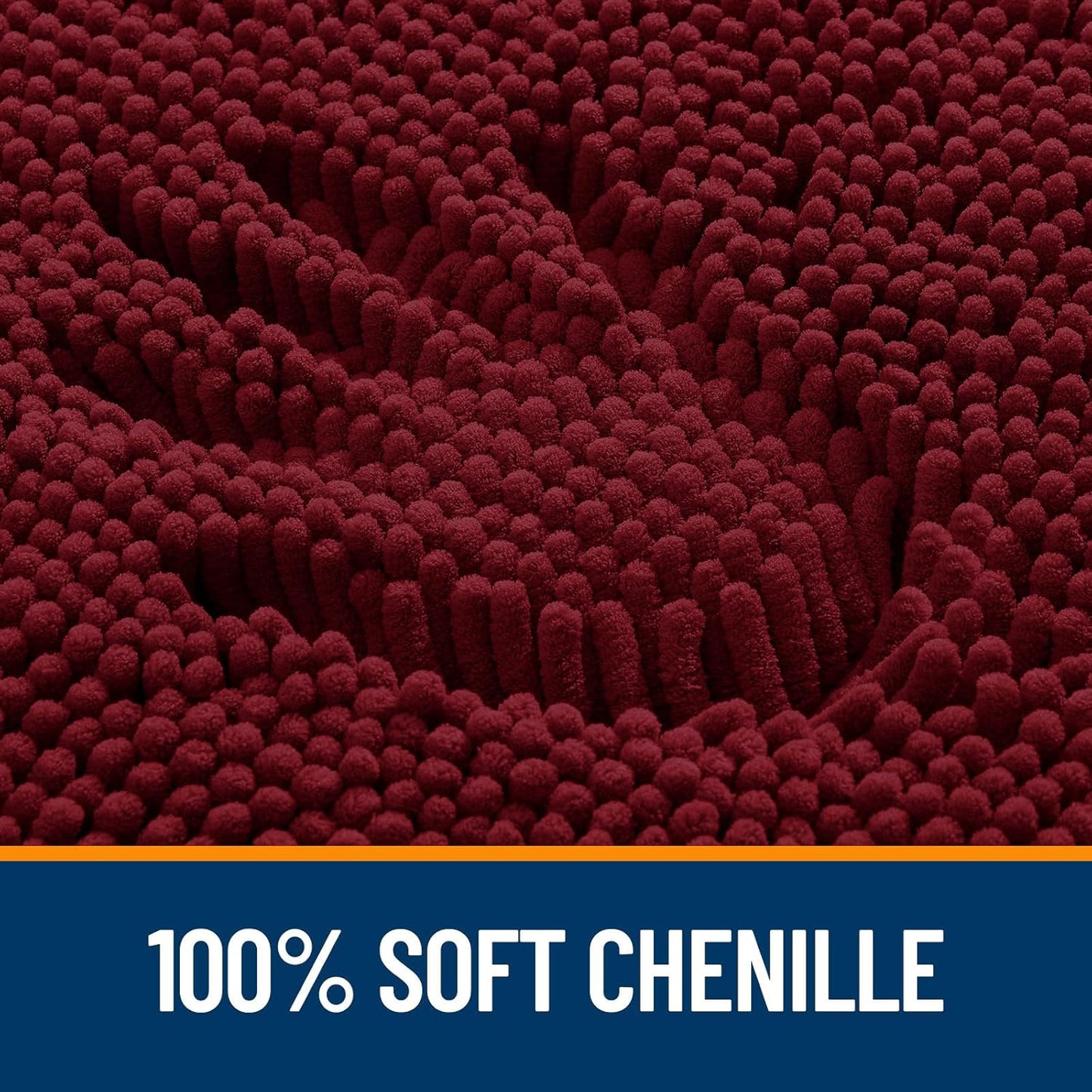 OLANLY Bathroom Rugs - Extra Soft Chenille Bath Mats with Rubber Backing | 30x20, Quick Dry, Burgundy