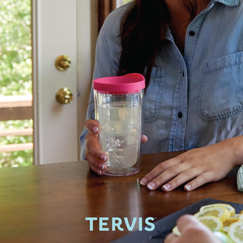 Tervis Clear & Colorful Tabletop Made in USA Double Walled Insulated Tumbler Travel Cup Keeps Drinks Cold & Hot, 16oz, Mangrove Green