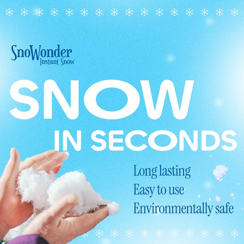 SNOWONDER Instant Snow Fake Artificial Snow, Also Great for Making Cloud Slime - Mix Makes 2 Gallons of Fake Snow