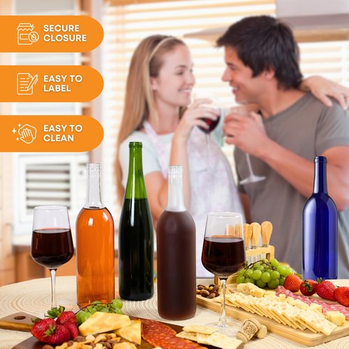 FastRack - 375 ml Clear Hock Liquor Wine Bottles (Pack of 12) | NO CORKS INCLUDED | W17 375ml Clear Flint Stretch Empty Glass Bottles for Drinks