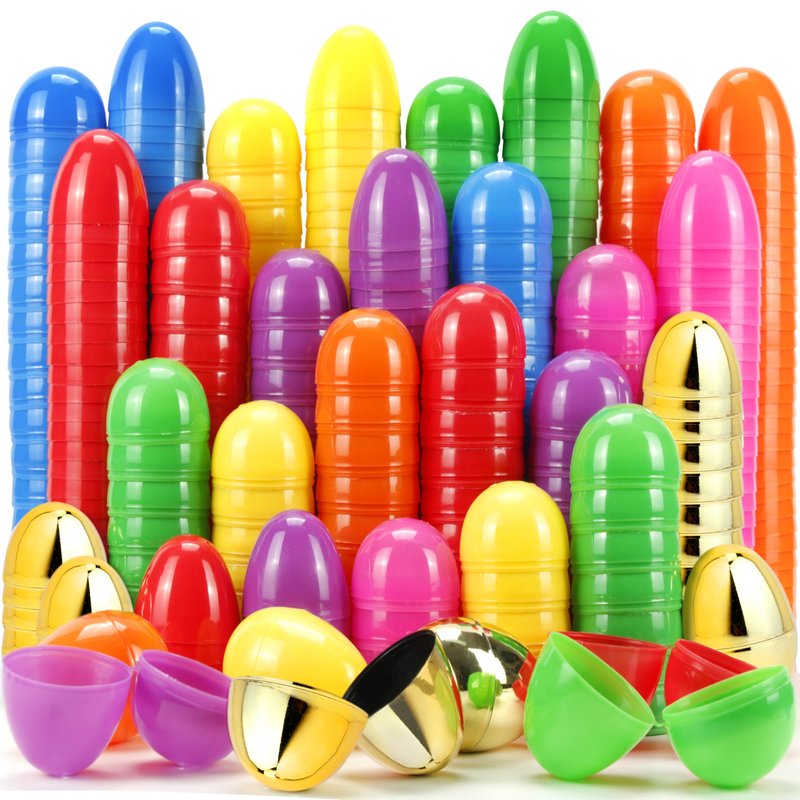 OCTERIC 304Pcs Easter Eggs, 2.3" Fillable Colorful Mix Gold Plastic Easter Eggs Empty for Easter Hunt, Easter Basket Stuffers, Party Favor, Classroom Prize Supplies