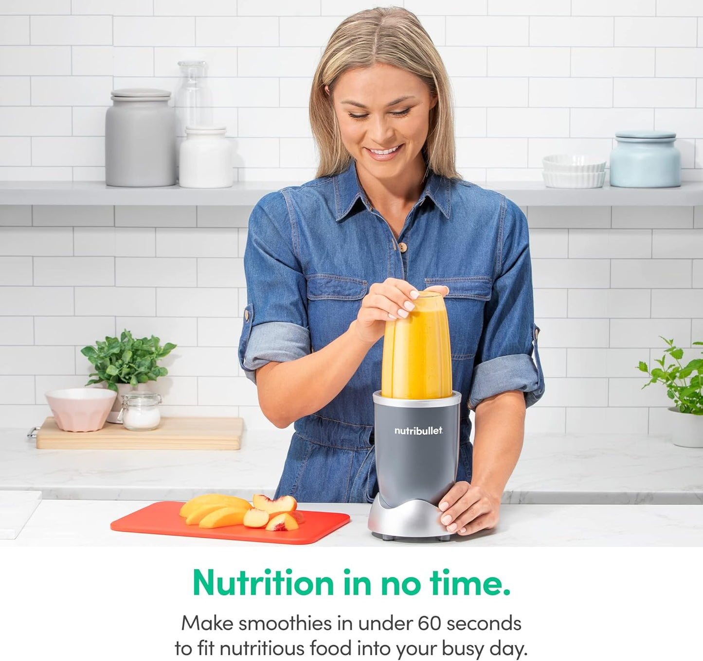 Nutribullet Personal Blender - 24 Ounces, 600 Watt | Perfect for Shakes, Smoothies & Food Prep - Gray