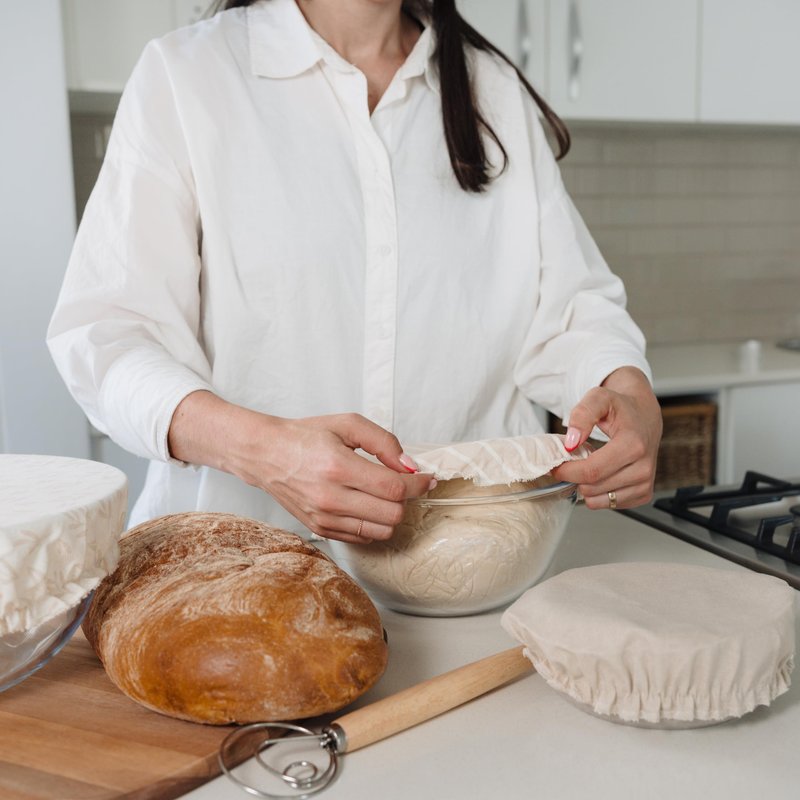 Beautiful Linen Cotton Blend Bowl Covers for Bread Proofing - Reusable Set of 3 in Varying Sizes Easily Fit Your Bowls 7" to 13" - Durable Fabric Covers, Ideal Sourdough Bread Baking Accessories