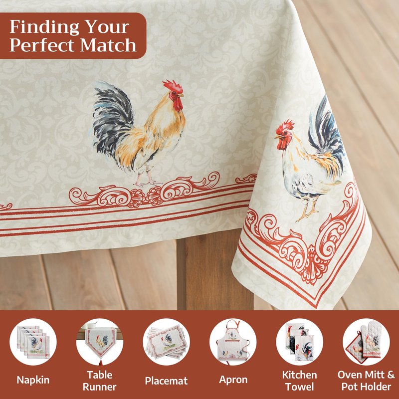 Maison d' Hermine Table Cloth Rectangle Table 100% Cotton 54 x 72 Inches Tablecloth Reusable Decorative for Dining Kitchen Room Farmhouse Home Gifts for Mothers Day Spring Summer - Campagne