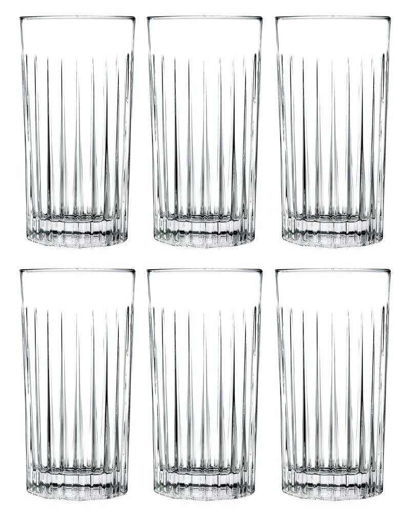 Barski Highball - Glass - Set of 6 - Hiball Glasses - Crystal Glass - Beautifully Designed - Drinking Tumblers - for Water, Juice, Wine, Beer and Cocktails - 15 oz Made in Europe