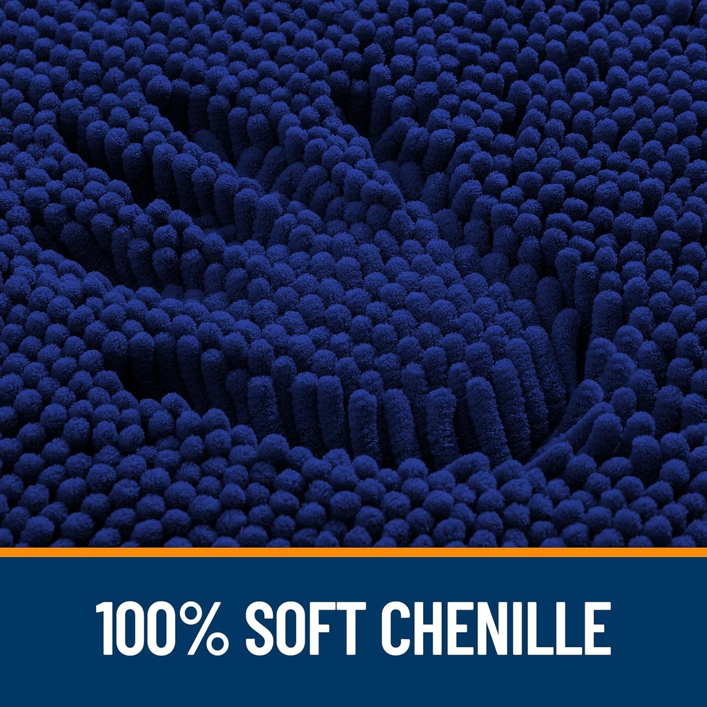 OLANLY Bathroom Runner Rugs - Extra Soft Chenille Bath Mat | Quick-Dry, Machine Washable, 47x20 Navy