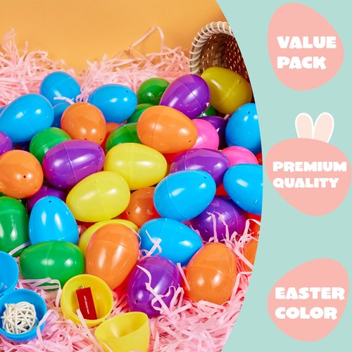 JOYIN 200 PCS 2.3" Easter Eggs, Empty Plastic Eggs Fillable Colorful Bright Eggshell Bulks for Easter Hunt, Filling Treats, Party Favor, Basket Stuffers, Classroom Prize Supplies