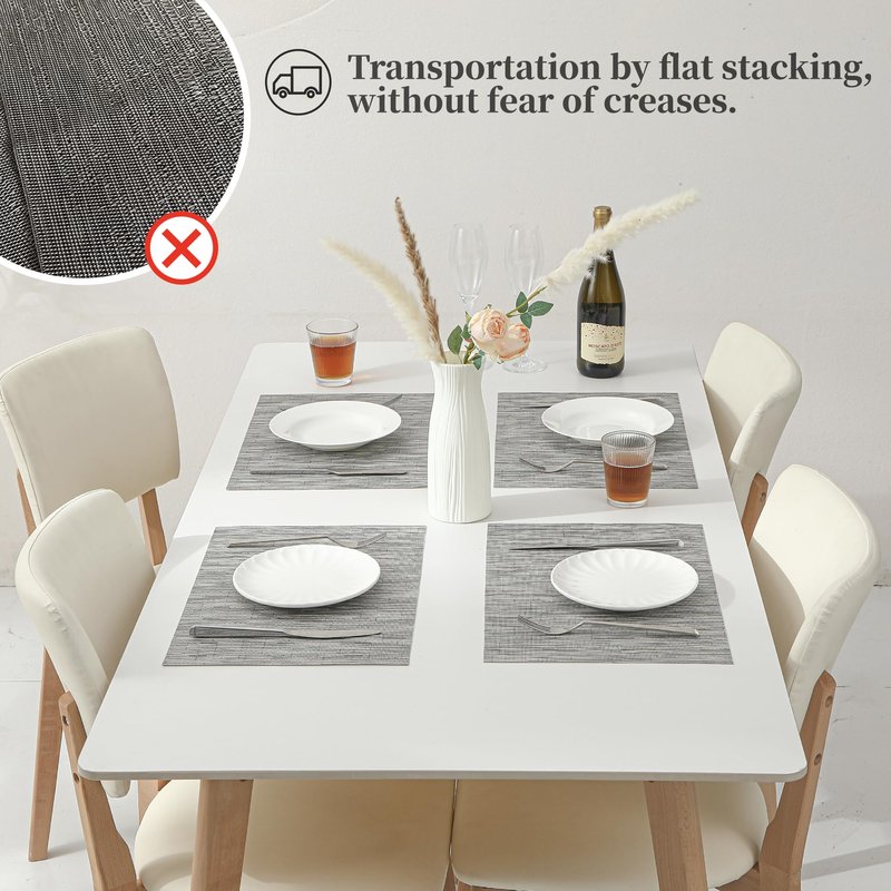 Leetaltree Silver Placemats Set of 12 - Heat Resistant Non-Slip Place mats for Dining Table, Washable Durable PVC Vinyl Woven Table Mats（Sliver, 12）