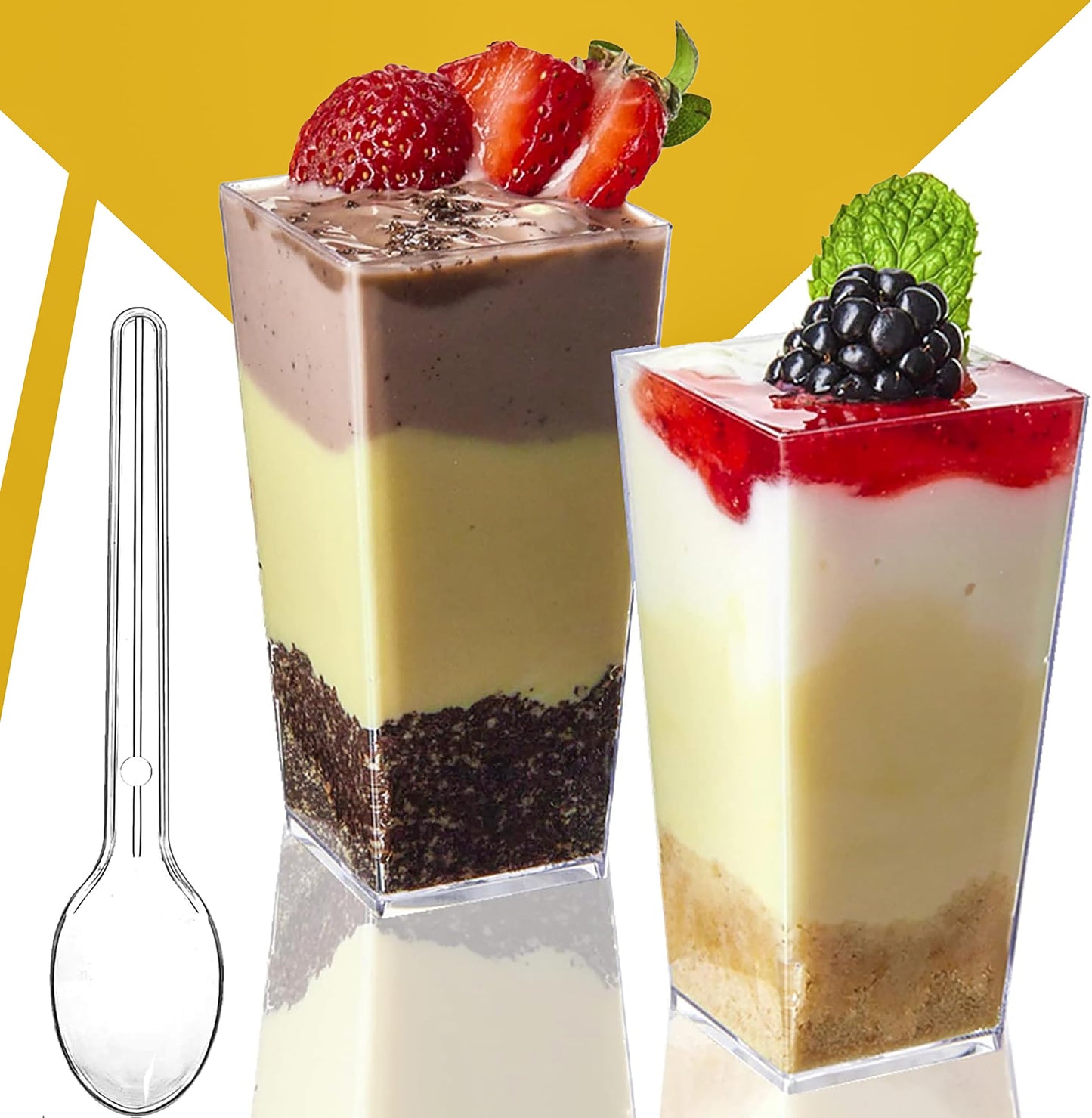 20 Pack 5 oz Plastic Dessert Cups with Lids, Yogurt Parfait/Appetizer Cup with Lids for Party, Mini Dessert Cups with Spoons Dessert Shooter Cups for Pudding, Fruit and Ice Cream (20)