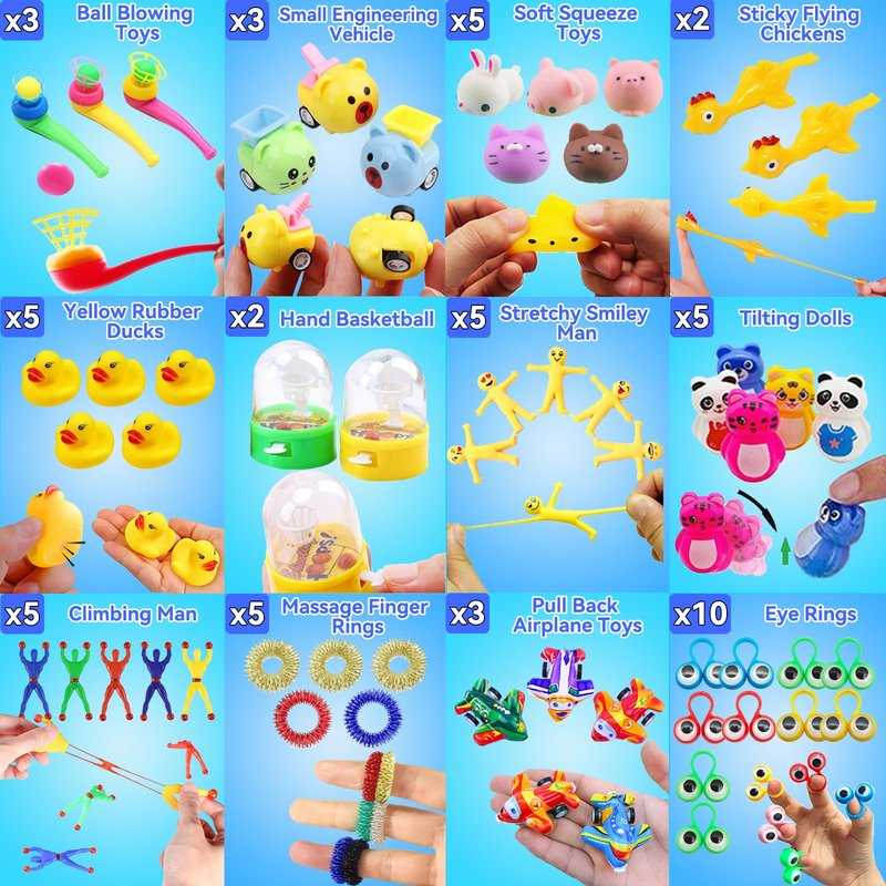 125 Pack Fidget Toys Assortment for Kids 4-8-12,Stress&Anxiety Relief Toys for Party Favors,Treasure Box Fillers,Classroom Prizes Rewards,Carnival,Pinata Stuffers
