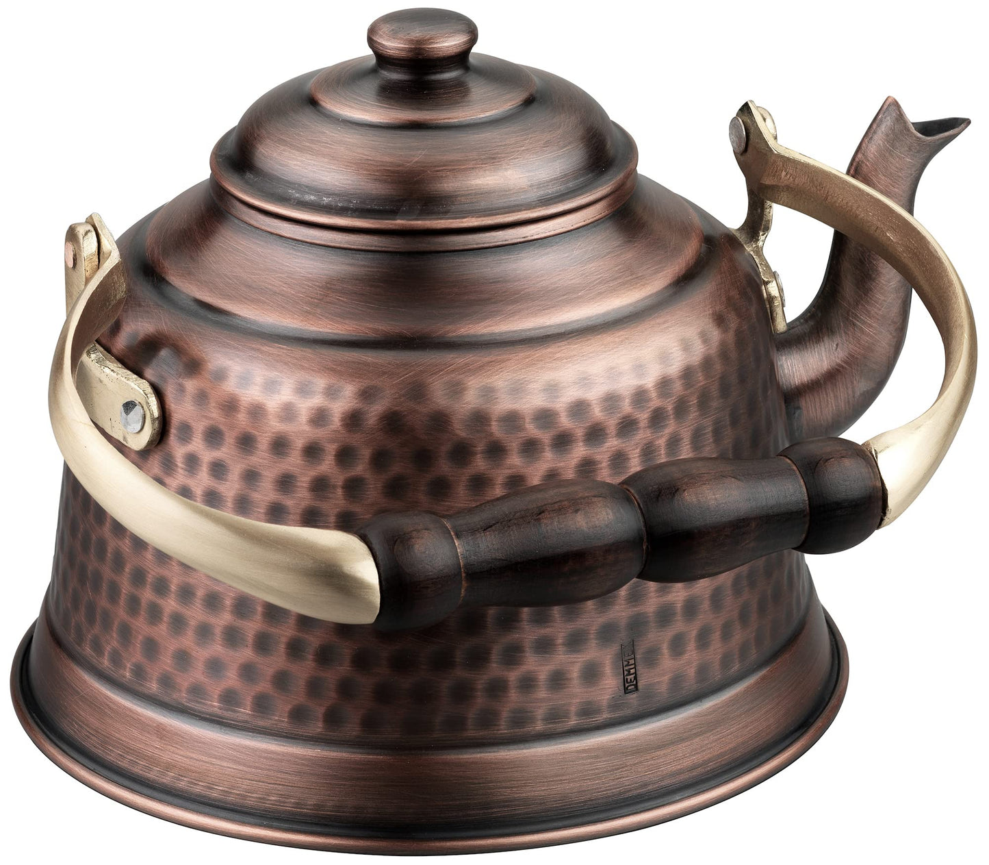 DEMMEX 100% Handcrafted Heavy Gauge 1mm Thick Hammered Antique Solid Copper Tea Kettle Pot Stovetop Teapot, 2.5lb, 2 Quarts