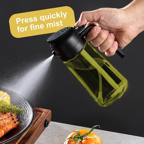 CXINYI - 16oz Olive Oil Dispenser | 2-in-1 Sprayer for Cooking & Salad - Black & Green