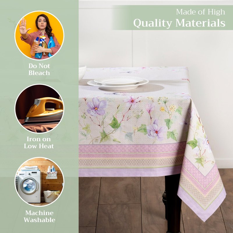 Maison d' Hermine Table Cloth Rectangle Table 100% Cotton 54 x 72 Inches Tablecloth Reusable Decorative for Dining Kitchen Room Farmhouse Home Gifts for Mothers Day Spring Summer - Magnolia Mornings