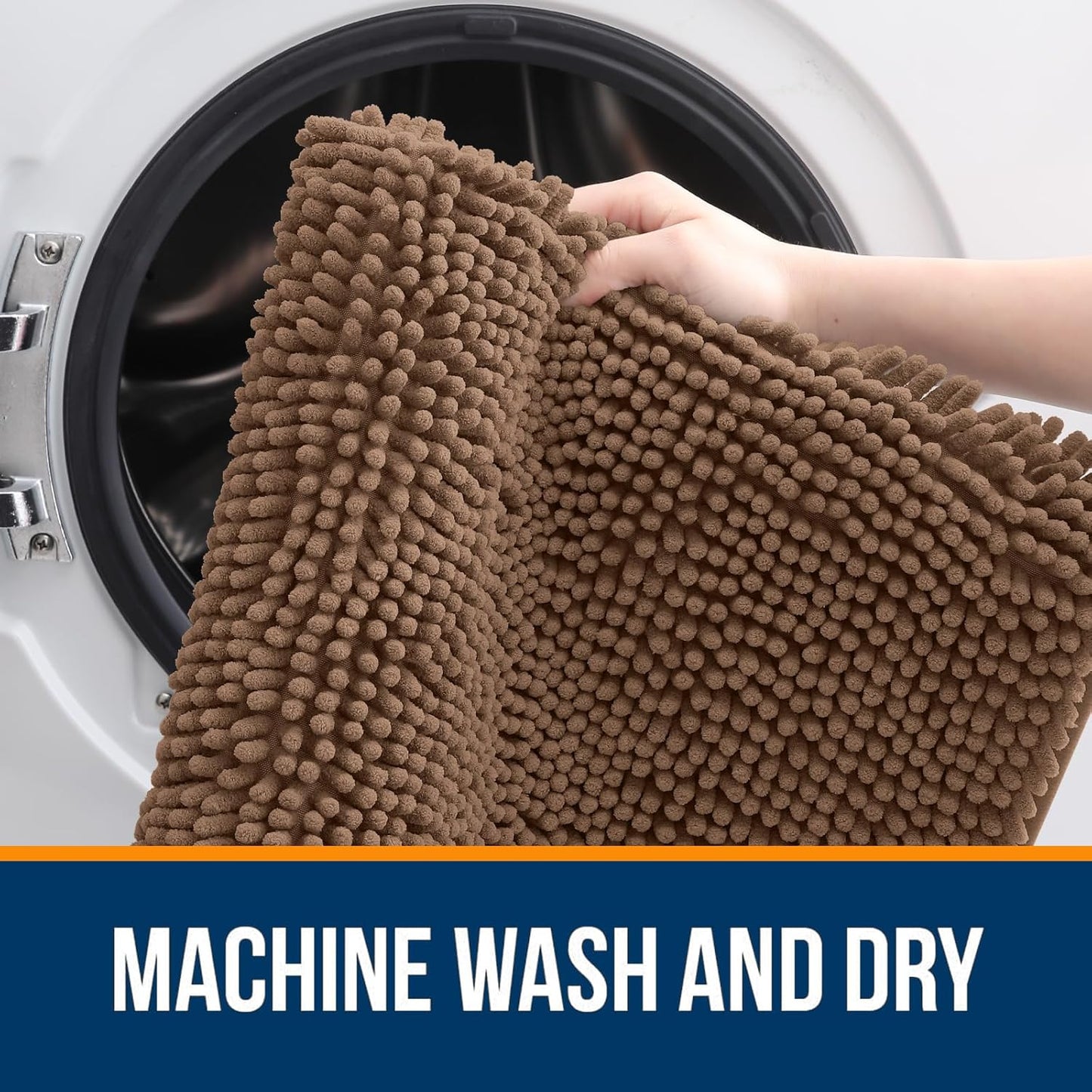 OLANLY Bath Rugs - Extra Soft Chenille, Quick-Dry & Absorbent | 30x20 Mocha Machine Washable Mats
