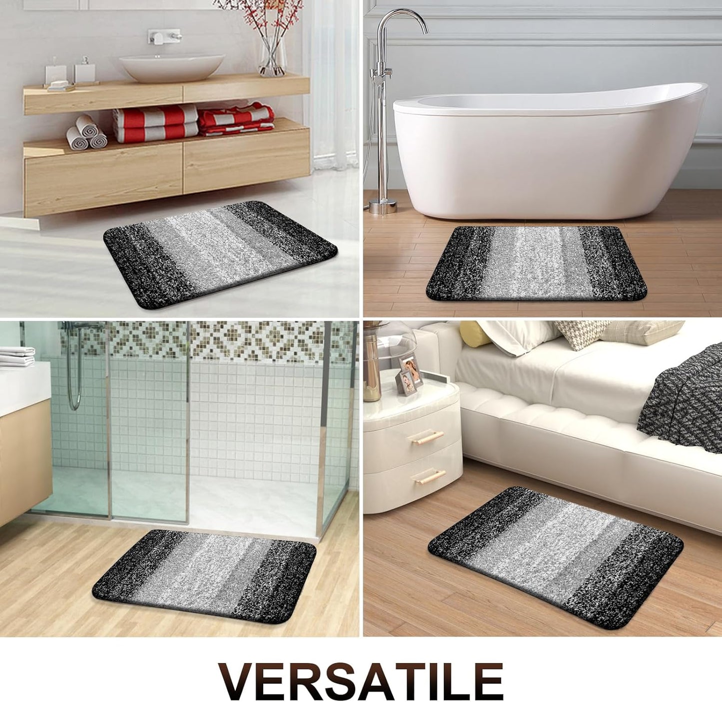 OLANLY Bathroom Runner Rugs - Extra Soft Microfiber Bath Mats | Quick Dry, Machine Washable, 47x24, Black