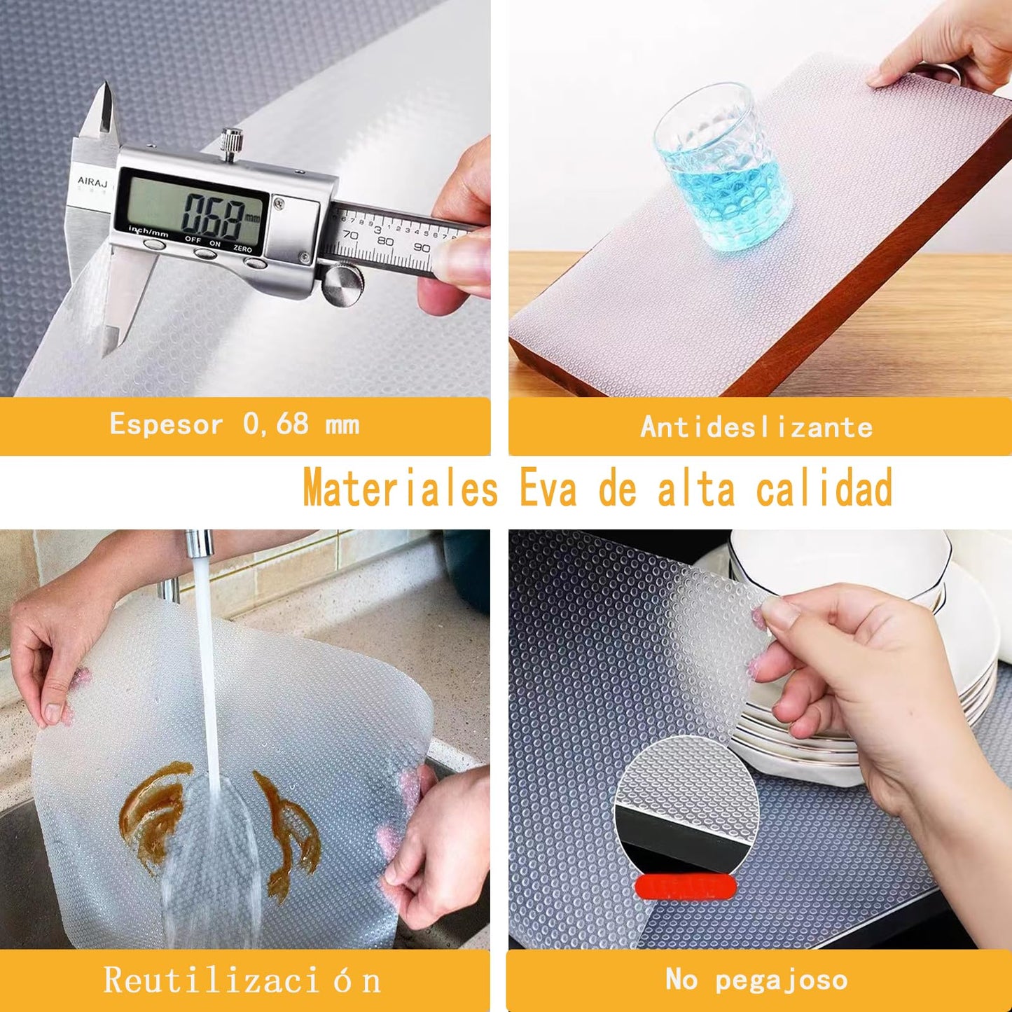 Wire Shelf Liner 12x197inchs Non-Adhesive Liner,EVA Kitchen Liner,Fridge Drawer Dressers Dining-Table Shoe Cabinet,Waterproof/Stain-Proof/Anti-Slip 12inch