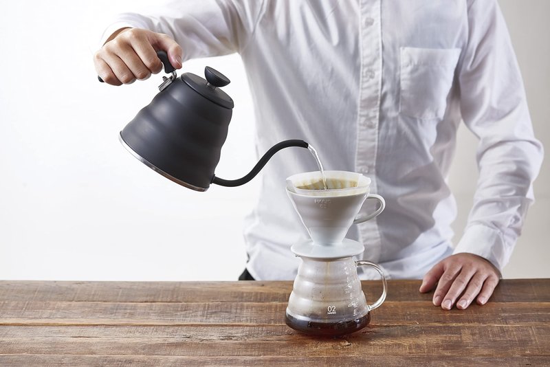 Hario V60 "Buono" Drip Kettle Stovetop Gooseneck Coffee Kettle 1.2L, Stainless Steel, Black
