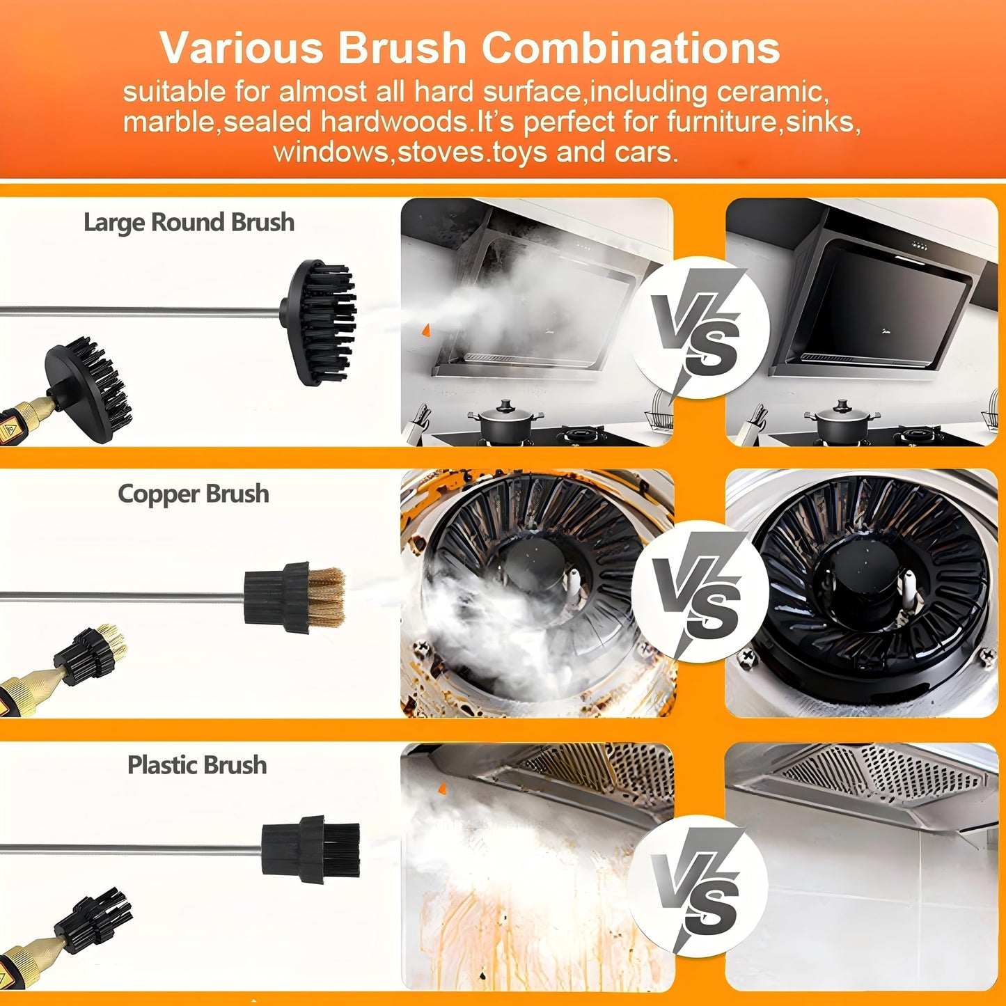 QUICTIGRY Steam Cleaner, 2500W Handheld Steam Cleaner for Home Cleaning, 15s Fast Heating, Portable Steamer for Car Detailing, Upholstery, Kitchen, Bathroom, Handheld Steamer for Cleaning House