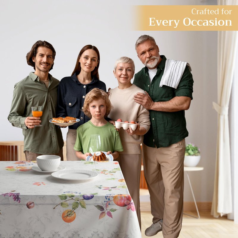 Maison d' Hermine Table Cloth Square Table 100% Cotton 54 x 54 Inches Fall Tablecloth Reusable Everyday Use for Thanksgiving Christmas Decorations Dining Farmhouse Party (Fruit D'Hiver)