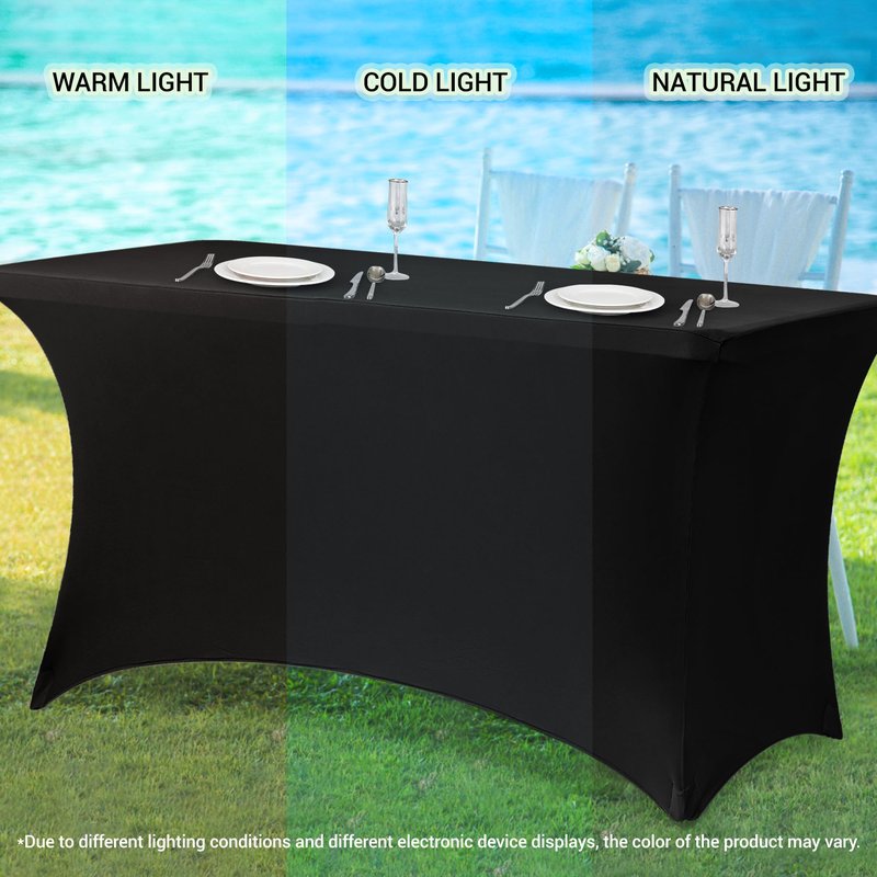 Obstal 4ft Stretch Spandex Table Cover for Standard Folding Tables - Universal Rectangular Fitted Tablecloth Protector for Wedding, Banquet and Party