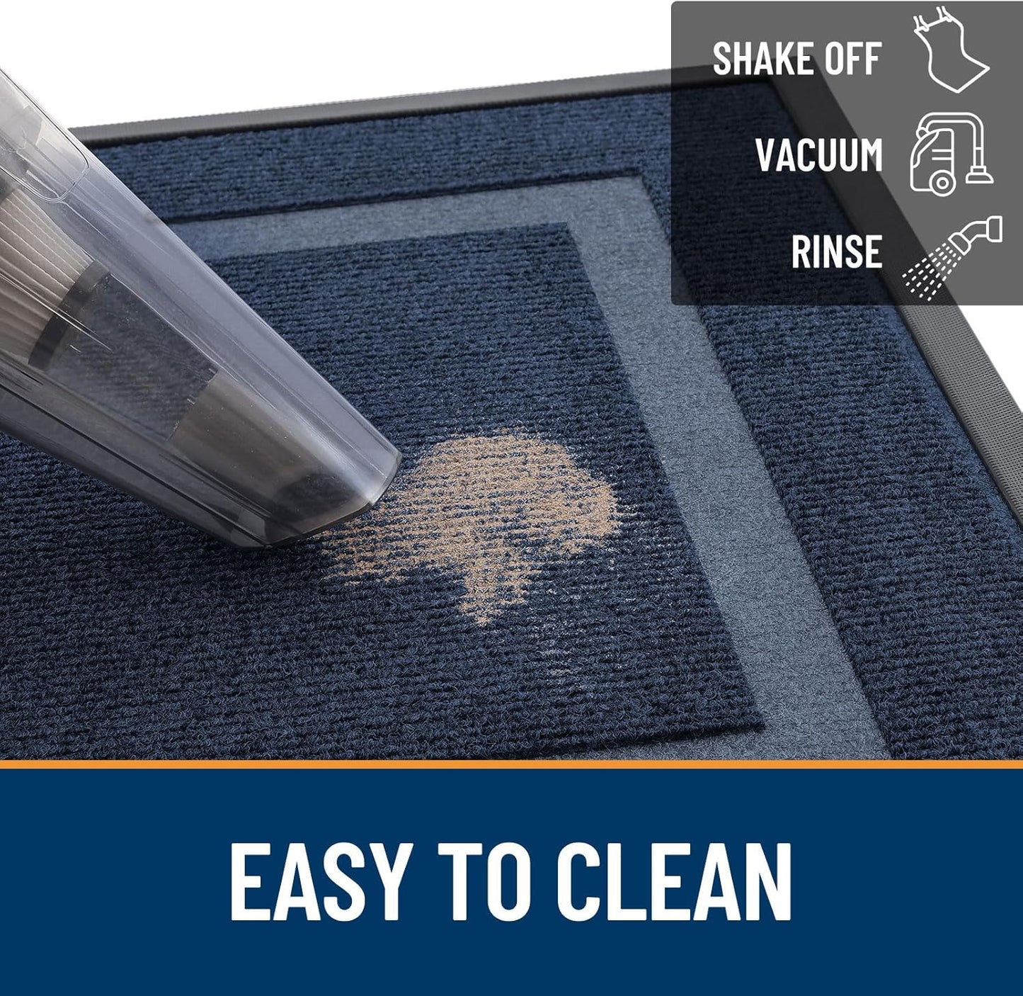 OLANLY Waterproof Front Door Mat - All-Season Indoor/Outdoor Doormat, Sturdy Rubber, Easy Clean | 47x23, Blue