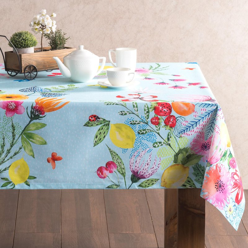 Maison d' Hermine Table Cloth Rectangle Table 100% Cotton 70 x 120 Inches Tablecloth Reusable Decorative for Dining Kitchen Farmhouse Home Gifts for Mothers Day Spring Summer - Jardin D'Ete - Mint