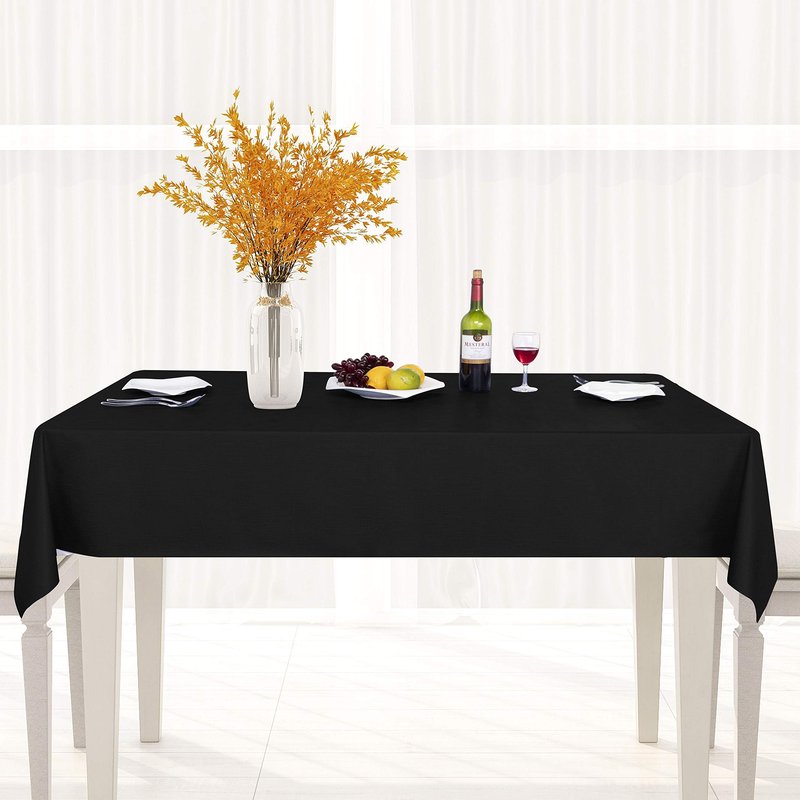 sancua 100% Waterproof Rectangle PVC Tablecloth - 70 x 108 Inch - Oil Proof Spill Proof Vinyl Table Cloth, Wipe Clean Table Cover for Dining Tables, Buffet Parties and Camping, Black