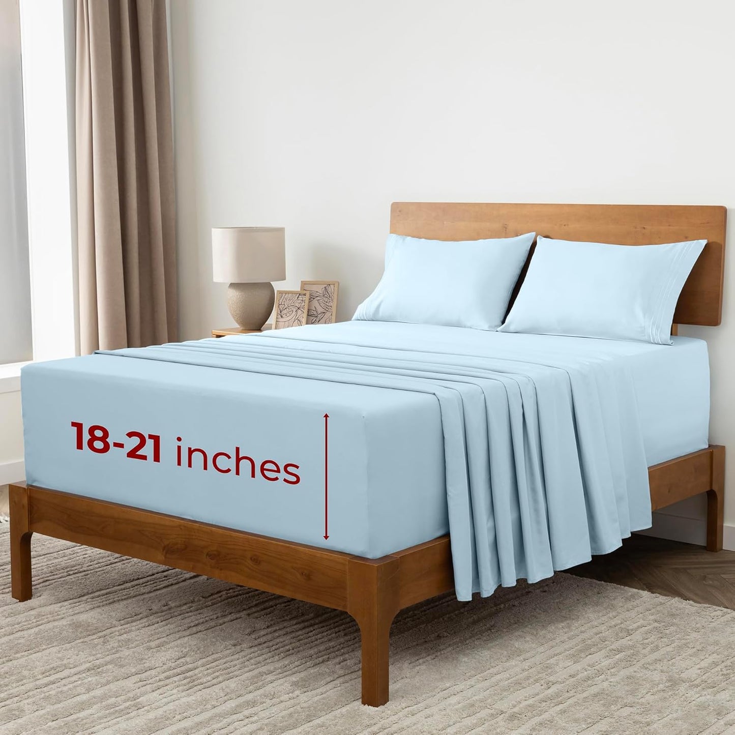 Mellanni Extra Deep California King Sheets - Hotel Luxury Bedding Set | Ultra Soft, Cooling, Wrinkle Resistant (Aqua, 4 PC)