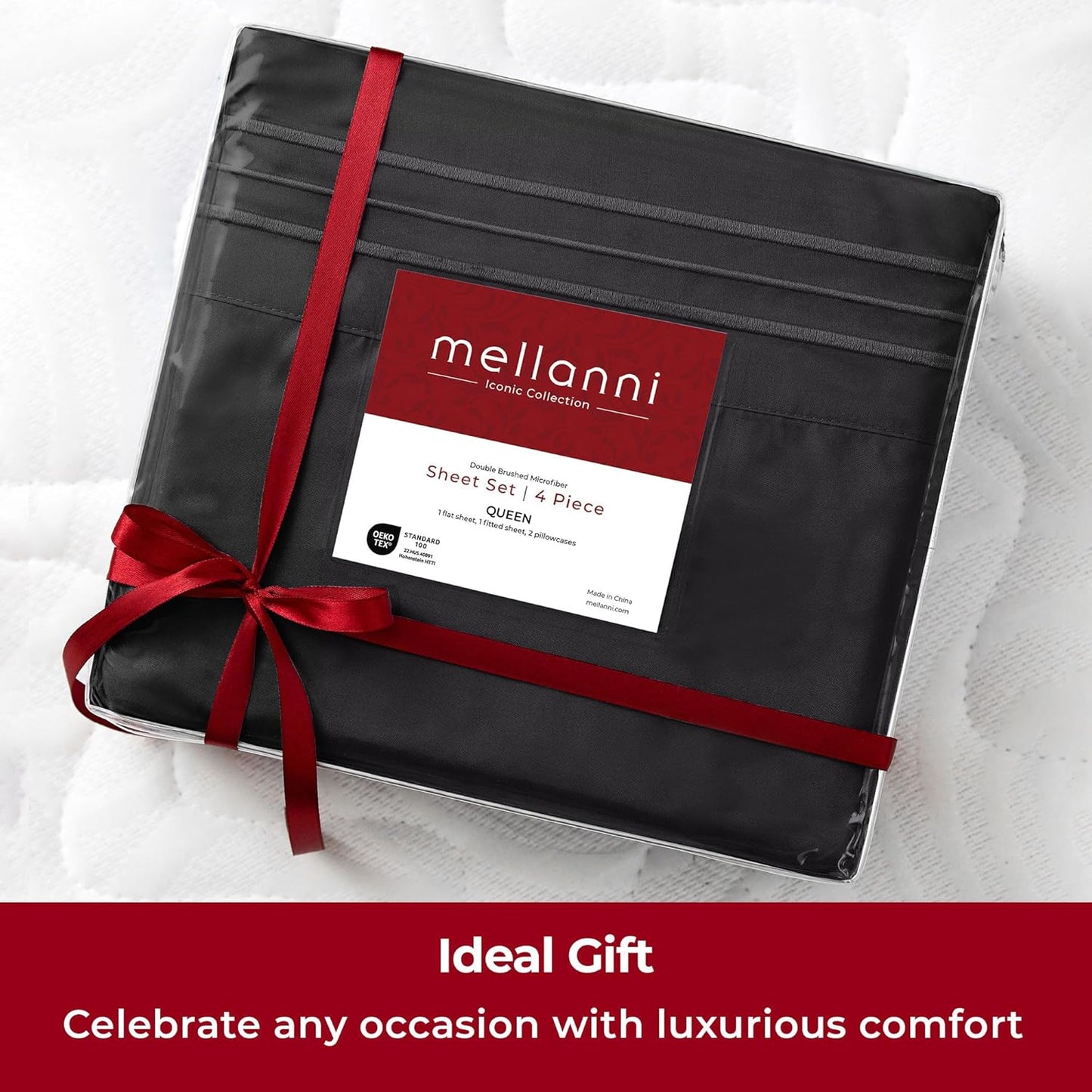 Mellanni Extra Deep Twin XL Sheets - Hotel Luxury Bedding Set | Ultra Soft, Cooling, Stain Resistant (Black)