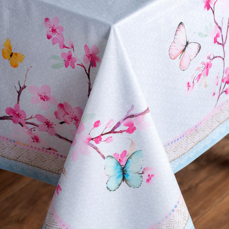 Maison d' Hermine Table Cloth Rectangle Table 100% Cotton 54 x 72 Inches Tablecloth Reusable Decorative for Dining Kitchen Room Farmhouse Home Gifts for Mothers Day Spring Summer - Blossoms in Spring