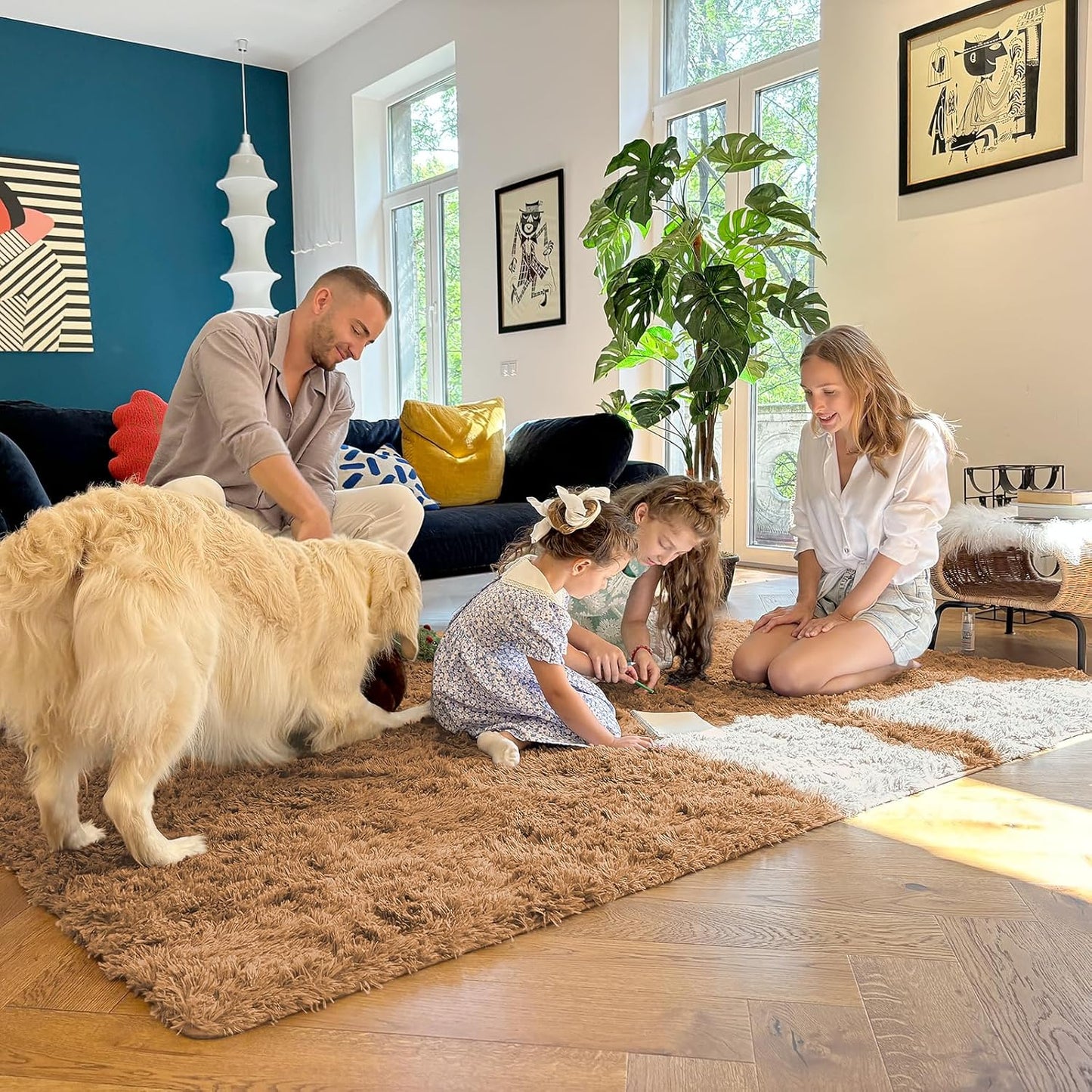 OLANLY Machine Washable 2x4 Runner Rug - Soft Fluffy Shaggy Carpet for Bedroom & Hallway | Khaki