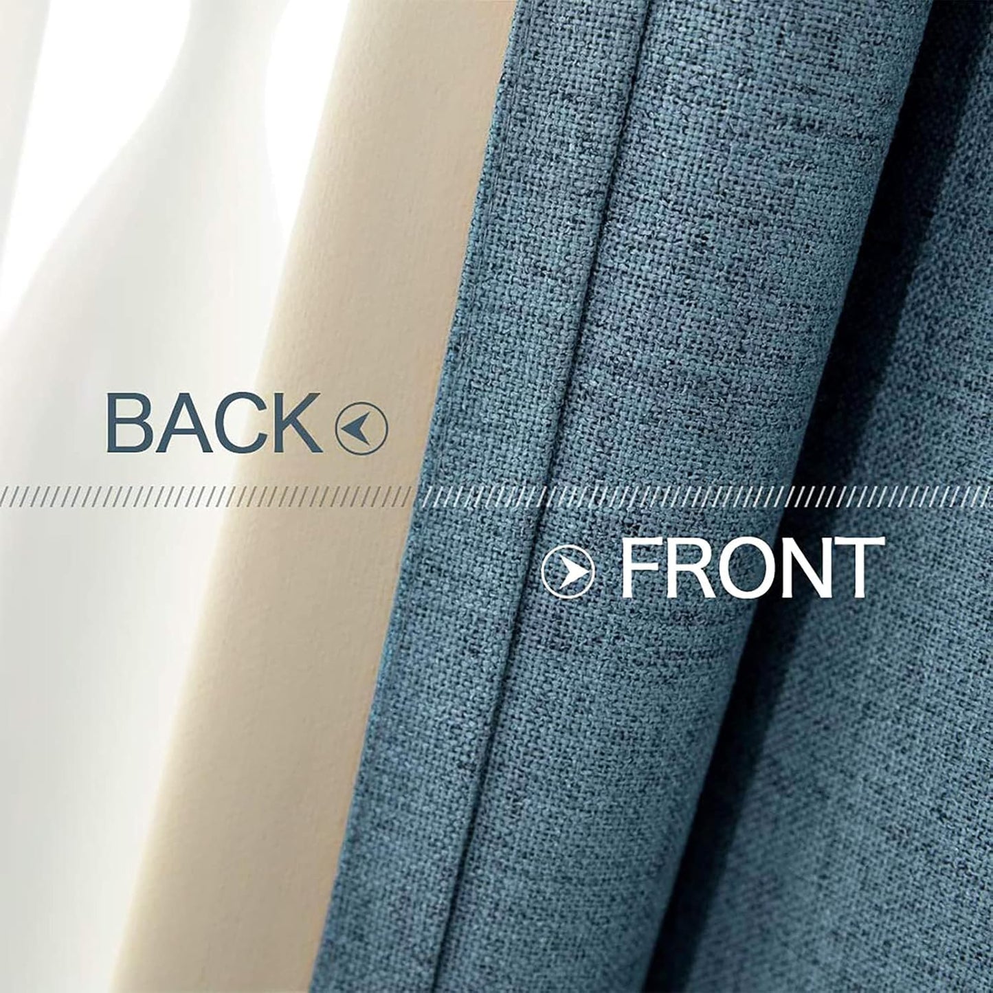 MIULEE Linen Blackout Curtains - 100% Room Darkening Thermal Insulated Grommet Panels | 42" x 90" Dusty Blue (2 PCs)