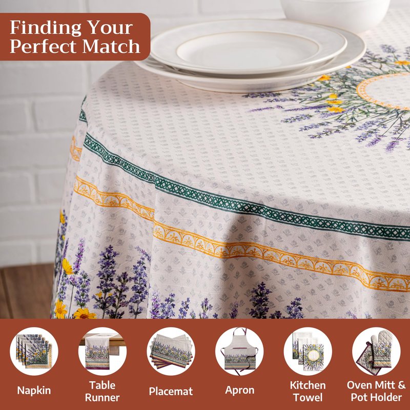 Maison d' Hermine Table Cloth Round Table 100% Cotton 69 Round Inches Tablecloth Reusable Decorative for Dining Kitchen Room Farmhouse Home Gifts for Mothers Day Spring Summer - Fanny Lavender