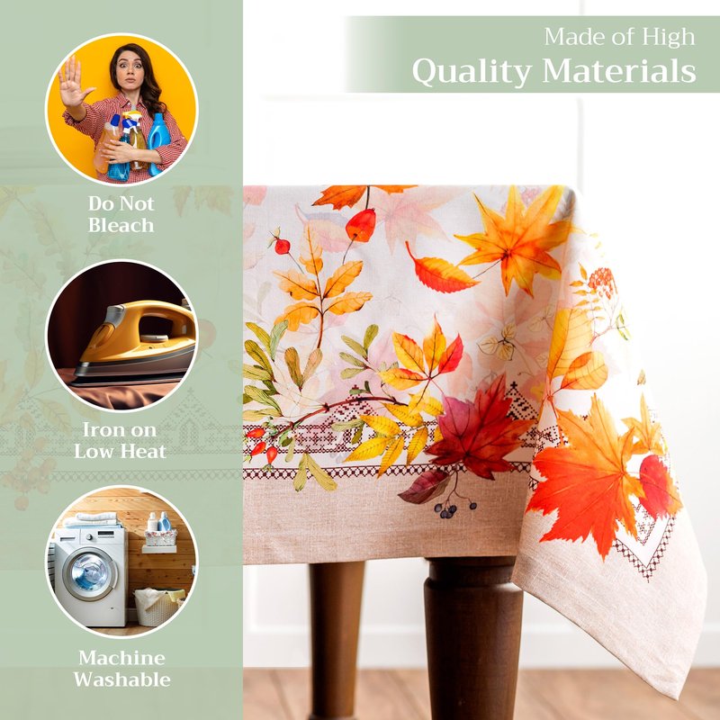 Maison d' Hermine Table Cloth Rectangle Table 100% Cotton 70 x 108 Inches Fall Tablecloth Reusable Everyday Use for Thanksgiving Christmas Decorations Dining Farmhouse Party (Amarante)