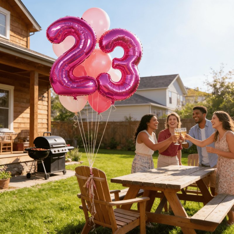 Laser Hot Pink 4 Balloon, Number Balloons 40 Inch, 4th Birthday Decorations for Girls Four Large Numbers for Party Decor, Number 4 Balloon