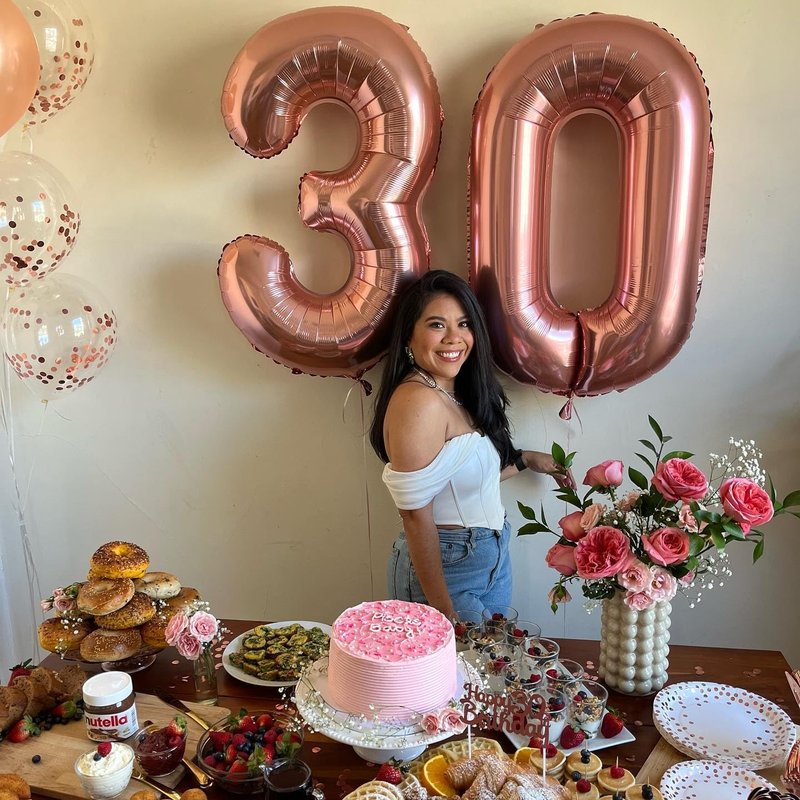 Rose Gold Number 27 Balloon 40 inch, 27 Number Balloons, 27th Birthday Decorations, 27 Year Old Women Men Rose Gold Party Supplies