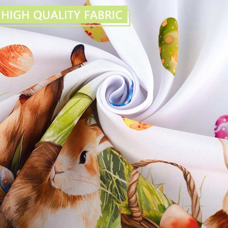 Roszwtit Spring Easter Tablecloth, Easter Eggs Bunny Floral Table Cloth Waterproof, Spring Easter Rabbit Flowers Kitchen Table Decor for Dining Holiday Party 60x60 Inch Round