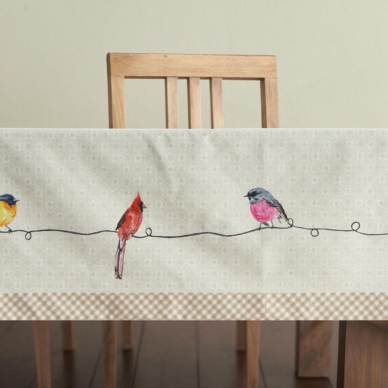 Maison d' Hermine Birdies On Wire 100% Cotton Tablecloth 54 - inch by 72 - inch.