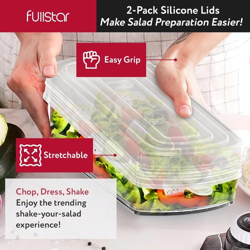 Fullstar Silicone Stretch Lids - Reusable Food Covers for Choppers & Slicers | Flexible & Durable - Pack of 2
