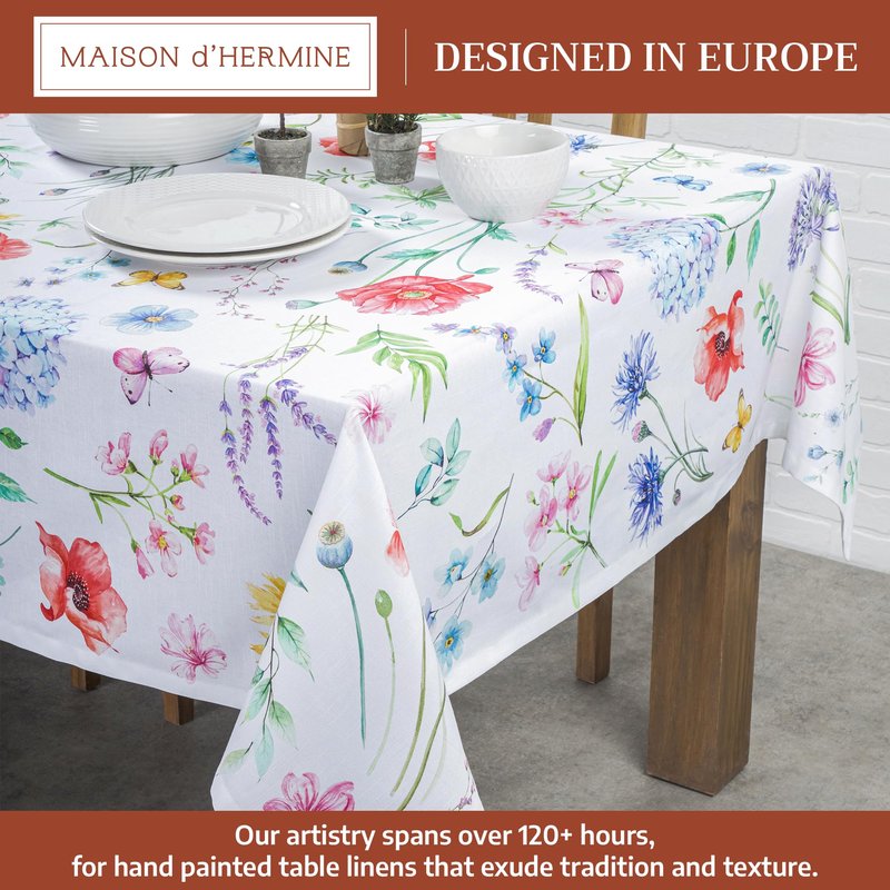 Maison d' Hermine Table Cloth Rectangle Table 100% Cotton 60 x 120 Inches Tablecloth Reusable Decorative for Dining Kitchen Room Farmhouse Home Gifts for Mothers Day Spring Summer - Just Floral