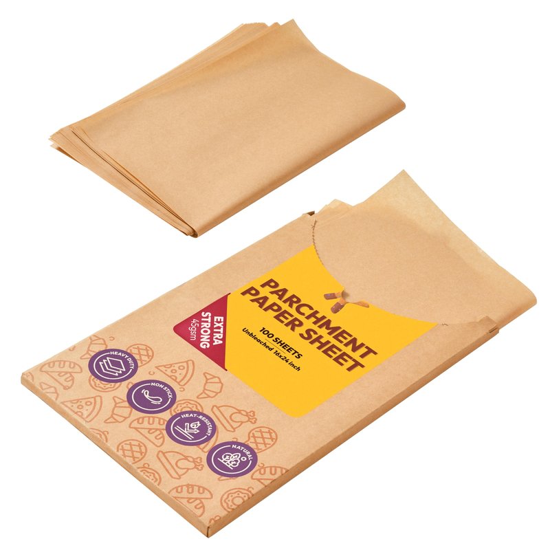 Katbite 16x24 Inch Parchment Paper Sheets, 100Pcs Non-Stick Precut Baking Parchment, Unbleached Parchment Paper for Baking, Cooking, Grilling, Frying and Steaming, Full Sheet Baking Pan Liners