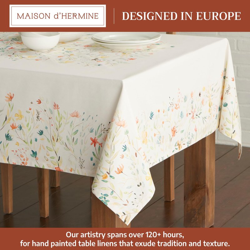 Maison d' Hermine Table Cloth Rectangle Table 100% Cotton 60 x 90 Inches Tablecloth Reusable Decorative for Dining Kitchen Room Farmhouse Home Gifts for Mothers Day Spring Summer - Colmar