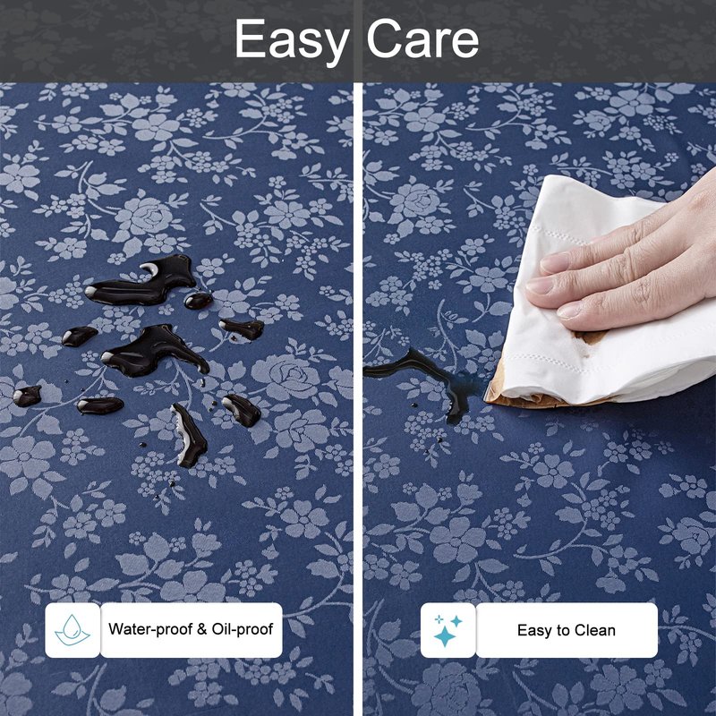 Smiry Rectangle Table Cloth, Waterproof Heavy Duty Vinyl Tablecloths, Wipeable Washable Table Cover for Kitchen and Dining Room (Navy Blue, 60" X 140")